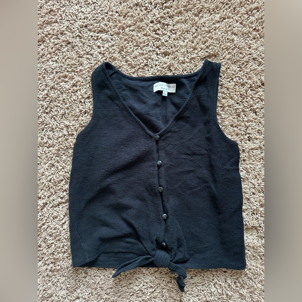 Madewell Texture & Thread Button Front Tie Tank Top Size Small